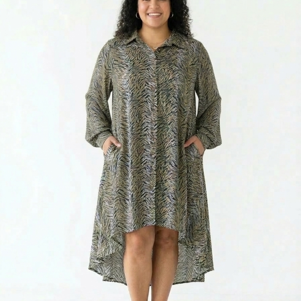 Step In Style Olive & Black Zebra Print Blouse